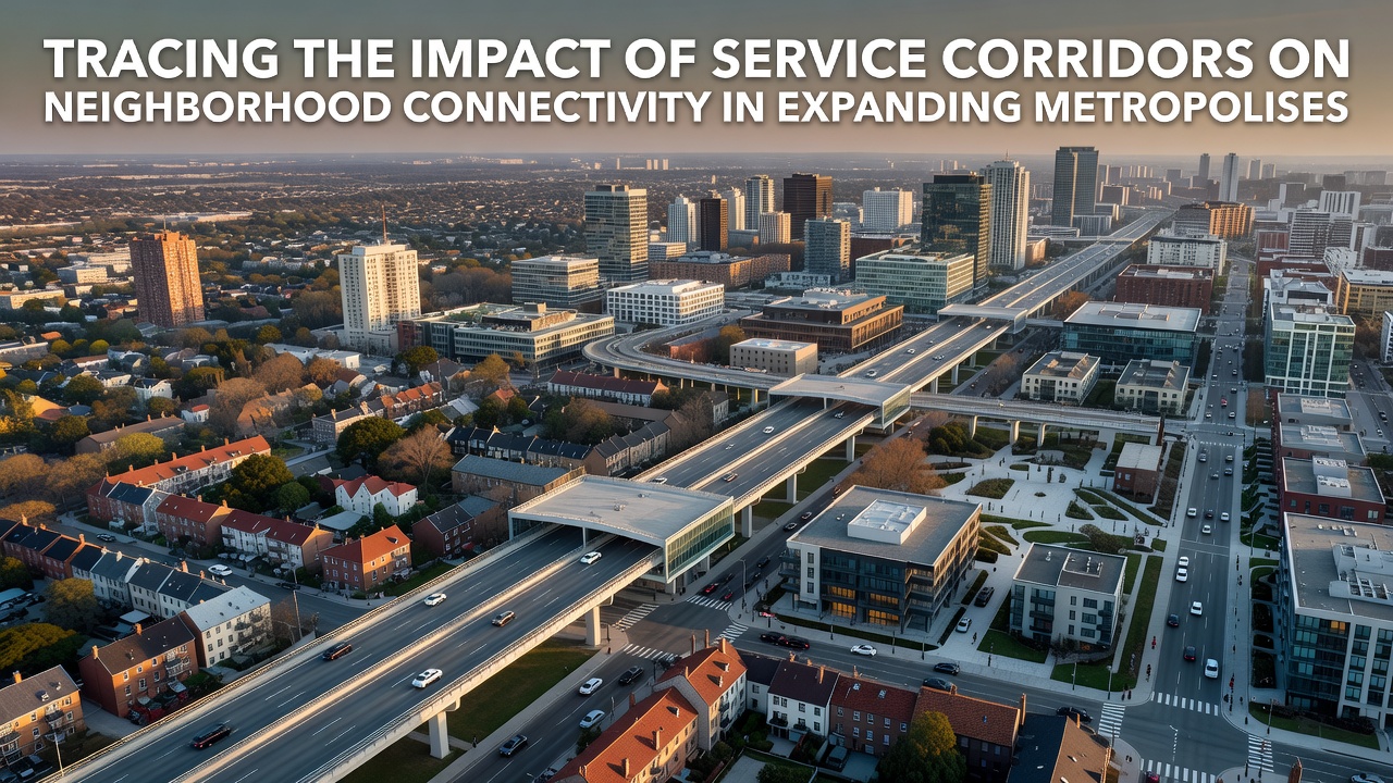 Tracing the Impact of Service Corridors on Neighborhood Connectivity in Expanding Metropolises